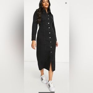 ASOS DESIGN Hourglass Fitted denim midi dress in washed black